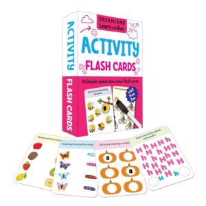 Flash Cards Activity - 30 Double Sided Wipe Clean Flash Cards for Kids (With Free Pen)